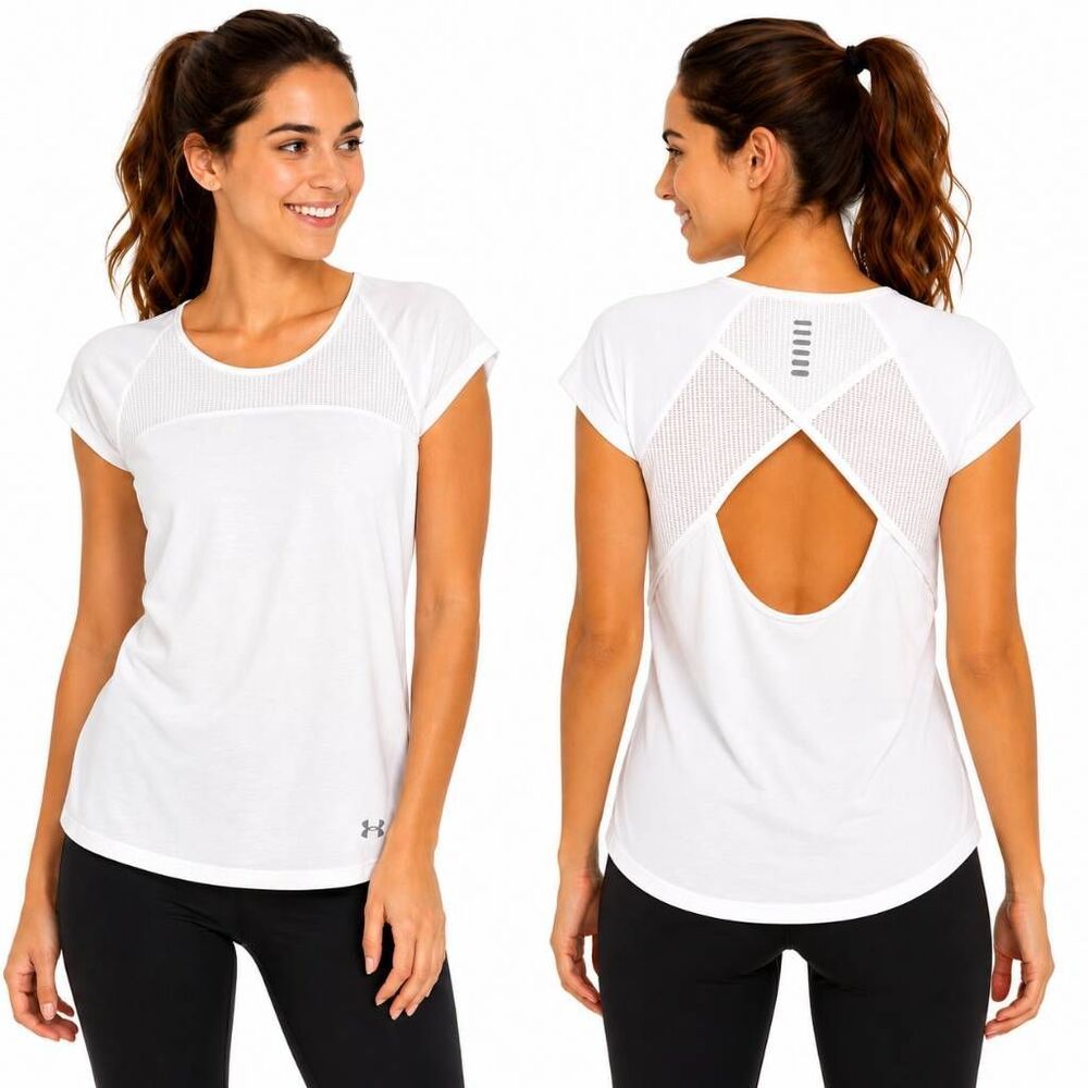 Under Armour HeatGear White Mesh Back Tee S